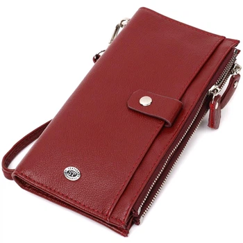 Яркий женский кошелек-клатч из натуральной кожи ST Leather 19433 Бордовый
