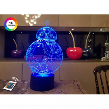 3D ночник подарочная ночная LED лампа светодиодный светильник BB 8 с пультом ДУ 16 цветов адаптером на usb батарейках из акрила для дома спальни детской оригинальный подарок ребенку 3DTOYSLAMP