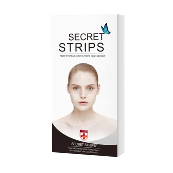 Secret Strips Anti-Wrinkle Smile Line Patches пластирі від зморшок для обличчя та носогубних складок з сироваткою для ліфтингу та оновлення шкіри 10 шт. + 8 мл