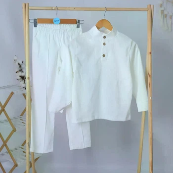 Костюм вельветовий святковий (сорочка+брюки) Mrou 128 см Білий