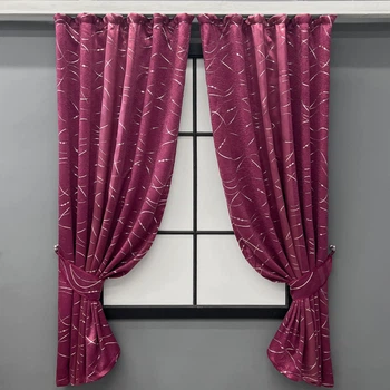 Комплект коротких штор VR-Textil Софт Ліана № 459ш Малиновий 130х170 см 2 шт (35-0429)