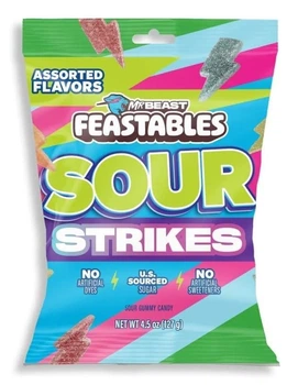 Жевательные конфеты Feastables Mrbeast Sour Strikes Gummy Candy Assorted Flavors 127г