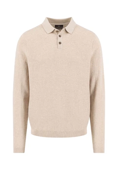 Чоловіче бежеве поло з кашеміром на довгий рукав розмір М