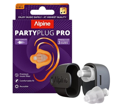 Беруши для концертов Alpine PartyPlug Pro 21 дБ Transparent Multisize (S/M/L) - музыкальные беруши High Fidelity, многоразовые