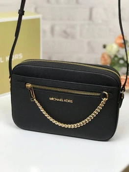 Сумка жіноча Michael Kors Jet Set Large Saffiano Leather Crossbody Bag чорна (35S1GTTC7L)