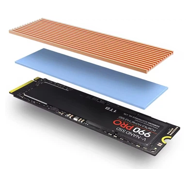 Алюминиевый радиатор охлаждения для SSD M.2 2280 NVMe/NGFF для PS5 ПК ноутбука Gold