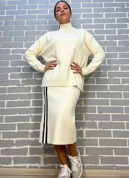 Костюм жіночий My Fashion 2024402 в’язаний оверсайз зі спідницею one size молочний