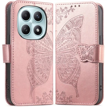 Чехол-книжка с рисунком UniCase Butterfly Pattern для Xiaomi Redmi Note 15 (4G/5G) / Poco M8 5G - Rose Gold