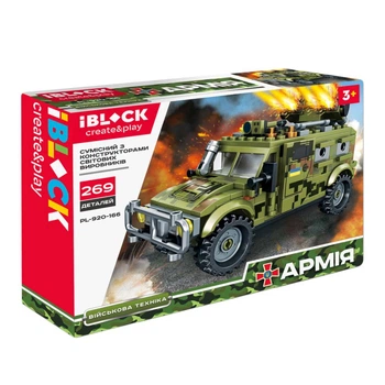 Конструктор PL-920-166 IBLOCK Армия Hummer с ракетами, 269 деталей, 2 фигурки