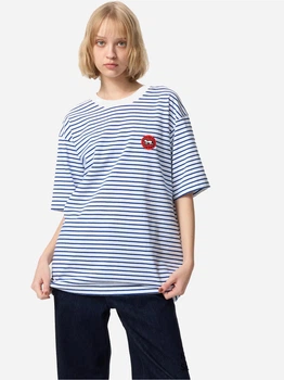 Футболка бавовняна жіноча Uniqlo 67050388 2XL Синя/Біла (1159856579)
