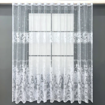 Короткий тюль жакард мармур, висотою 1,8м. Колір білий. Код 2006т