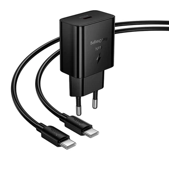 Адаптер мережевий HOCO C to C Cable Star single port PD charger set N76 |25W/3A, PD/QC, GaN|