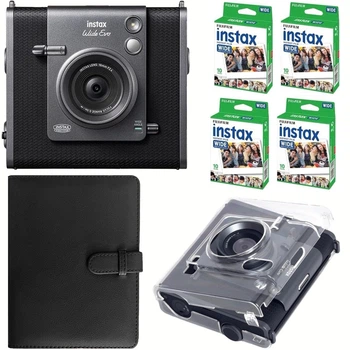 Набор камера моментальной печати Fujifilm Instax WIDE Evo Black + чехол прозрачный + фотоальбом для 80 фото + фотопленка 40 шт