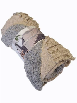 Легке покривало Tufted Throw 130*160 см Бежевий із сірим