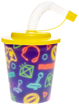 Zestaw kubków Duckiez Gracz ze słomką i żółtą pokrywką 250 ml 12 szt (5413247181817)