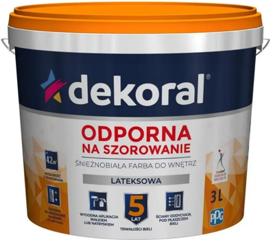 Фарба білосніжна латексна Dekoral Akrylit W LATEKSOWA 3л