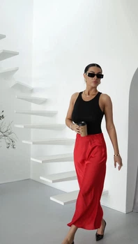 Жіноча довга однотонна спідниця Uaclothes 54-56 Червоний (like37279-177111359)