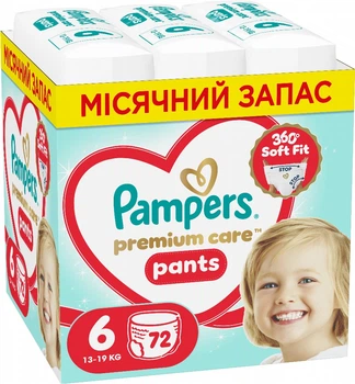 Подгузники-трусики Pampers Premium Care Pants Размер 6 (13-19 кг) 72 шт (8006530320139)