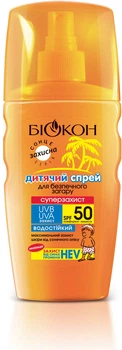 Спрей для безпечної засмаги Біокон SPF-50 "Суперзахист" дитячий ,160 мл