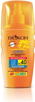 Спрей для безпечної засмаги Біокон SPF-40 "Високий захист", 160 мл