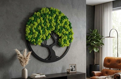 Панно, Картина з стабілізованим мохом Tree of life 2 мох Фінський преміум - 30см