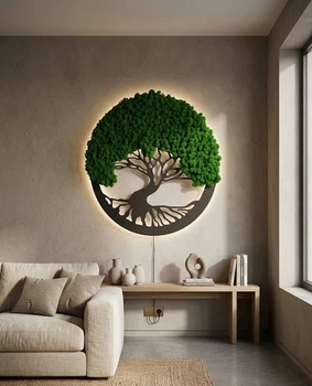 Панно,картина,дерево Tree of life з стабілізованим мохом фінським преміум 30 см LED