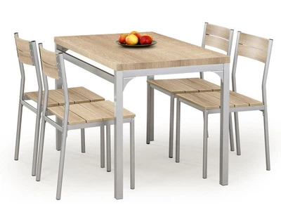 Zestaw mebli Halmar MALCOLM stół do jadalni 110 x 70 x 75 cm, 4 krzesła Dąb sonoma (5905248102521)