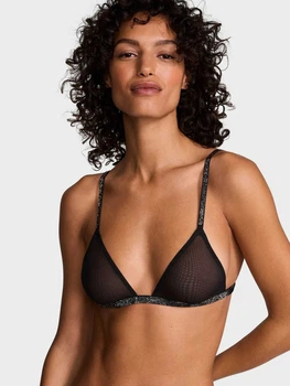 Бюстгальтер без пуш ап со стразами черного цвета Victoria's Secret р. XS арт. 30107