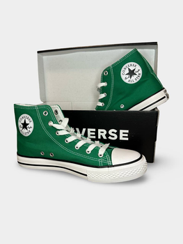 Жіночі кеди високі з вишивкою Converse All Star зелені 40