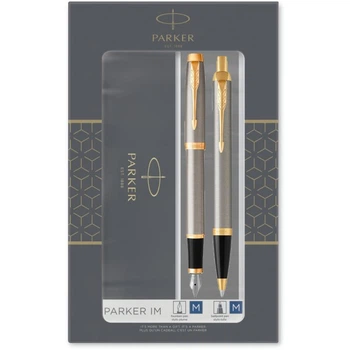 Подарунковий набір ручок Parker IM Brushed Metal GT FP+BP (перова + кулькова)