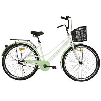 Велосипед SPARK CITY MIRA (колеса - 28", стальная рама - 18") с корзиной белый с зеленым