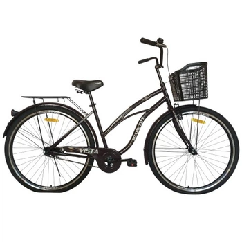 Велосипед SPARK CITY VISTA (колеса - 28", стальная рама - 18") с корзиной темно-коричневый