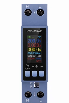 Багатофункціональний цифровий Wi-Fi лічильник напруги та струму KEWEISI KWS-303WF (на DIN-рейку, 100–290 В / 40 А) з вимикачем і захистом від перевантаження та перегріву