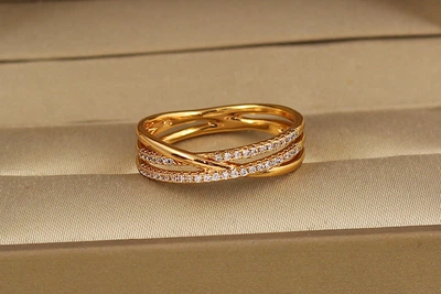 Кольцо Xuping Jewelry Линии судьбы р 20 золотистое