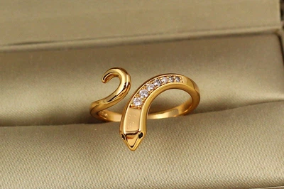 Кольцо Xuping Jewelry Змея раздвижная 18+ золотистое