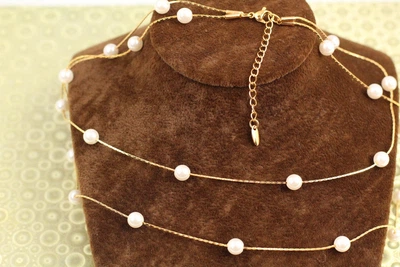 Набор Xuping Jewelry Двойная цепочка с жемчужинами 45 см золотистый
