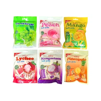 Жувальні цукерки Juicy Soft Jelly Assorted Bag Grape / Peach / Mango / Lychee / Mangosteen / Pineapple 100 грам (набір 6 штук)