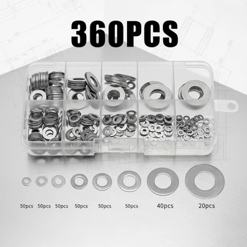 Шайбы Нержавеющие M2-M10/360шт Набор Плоских Метрических DIN 125 Spec (SP-068360)