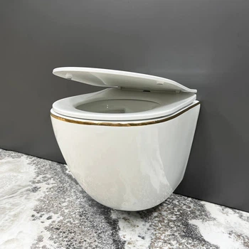 Подвесной унитаз VBI VULCANO WHITE GOLD EDGE