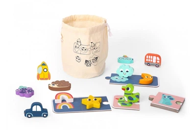 Детская развивающая тактильная игра Tooky Toy Лото с мешочком для изучения форм и развития моторики малышей