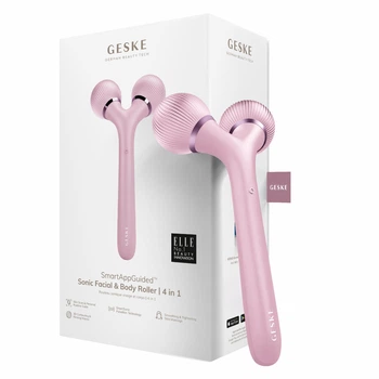 Электронный ультразвуковой ролик для лица и тела GESKE Sonic Facial&Body Roller 4в1 розовый