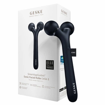 Электронный ультразвуковой ролик для лица GESKE Sonic Facial Roller 4в1 черный