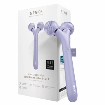 Электронный ультразвуковой ролик для лица GESKE Sonic Facial Roller 4в1 пурпурный