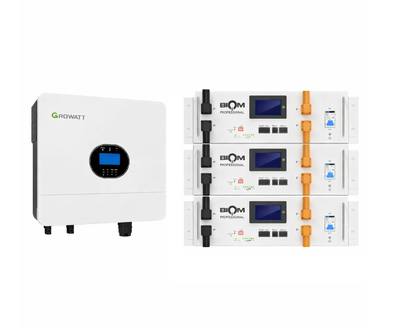 Комплект автономного энергоснабжения инвертор Growatt SPF 6000 ES Plus 6 кВт + три аккумулятора Biom Professional BALFP-R512100-UNI 5.12 кВт·ч White
