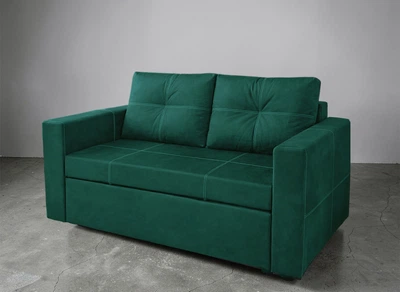 Диван розкладний прямий Tobi Sho Аркс 150×93 см велюр Fiore, смарагдовий (Emerald)