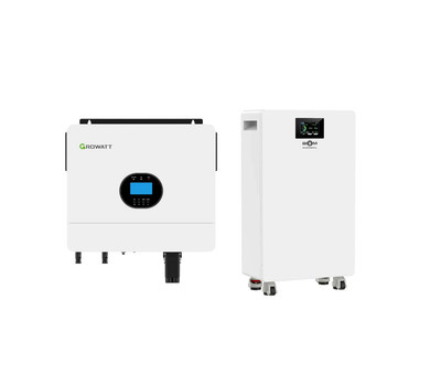Комплект автономного енергопостачання інвертор Growatt SPF 6000 ES Plus 6 кВт + батарея Biom Professional BALFP-512300-V2 15.36 кВт·г White