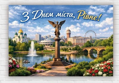 Бумажный плакат "С Днем города – Ровно" 110х75 см