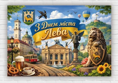 Бумажный плакат "С Днем города – Львов" 110х75 см