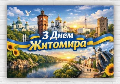 Бумажный плакат "С Днем города – Житомир" 110х75 см
