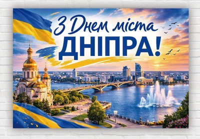 Бумажный плакат "С Днем города – Днепр" 110х75 см